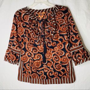 TORY BURCH Smock Blouse Top - Paisley Too pullover Smock Top Blouse 2